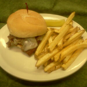 BBQ sandwich with fries